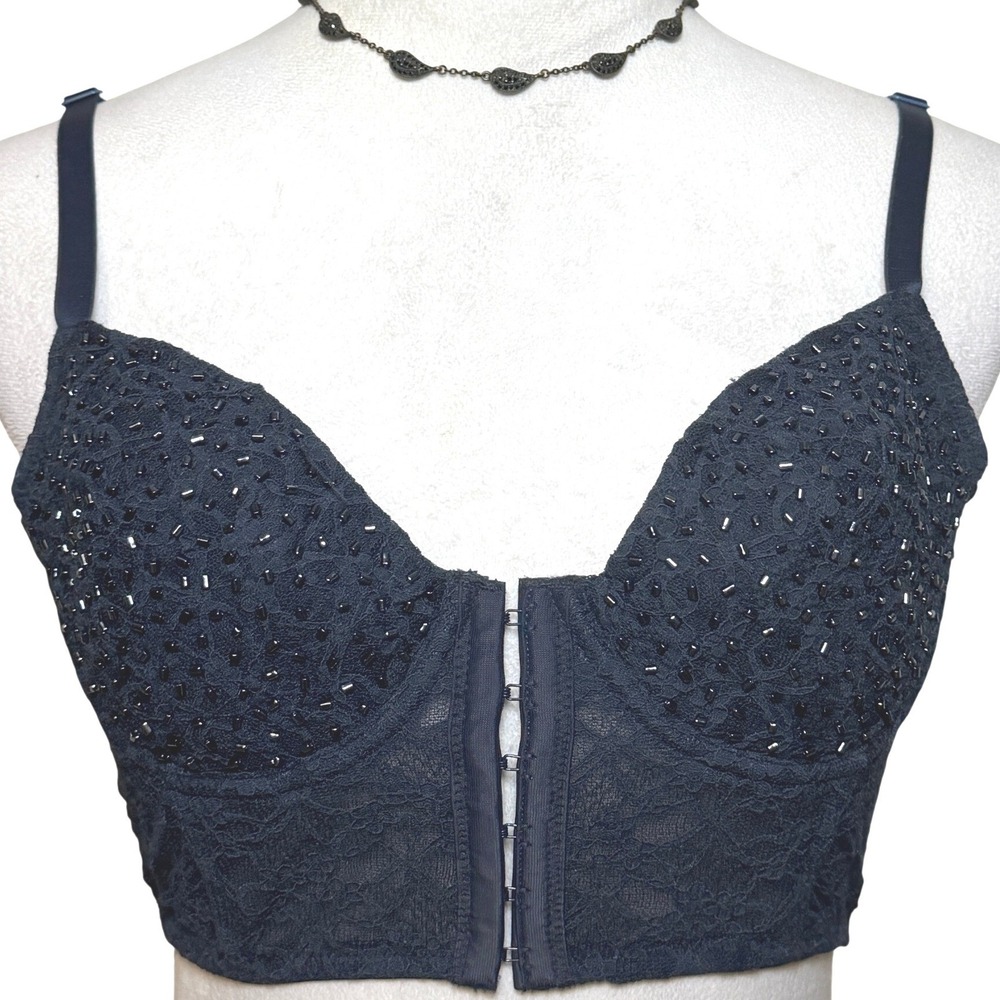 Forever 21 Lace Beaded Bustier Corset Top Medium Coquette Festival Boudoir